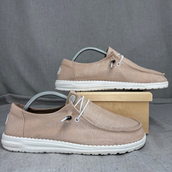 Hey Dude Wendy Shimmer Metallic Platinum Loafer Pink Slip On Shoes Women US 11 - Picture 2 of 11